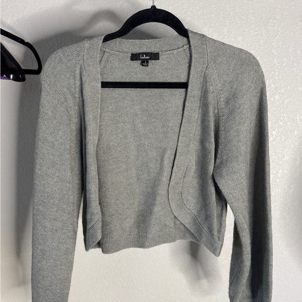 Lulu's Classic Gray Cardigan Sweater